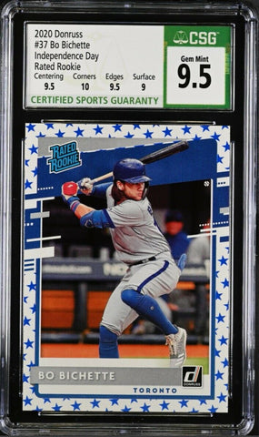 2020 Donruss #37 Bo Bichette Independence Day Rated Rookie RC CSG 9.5 Gem Mint